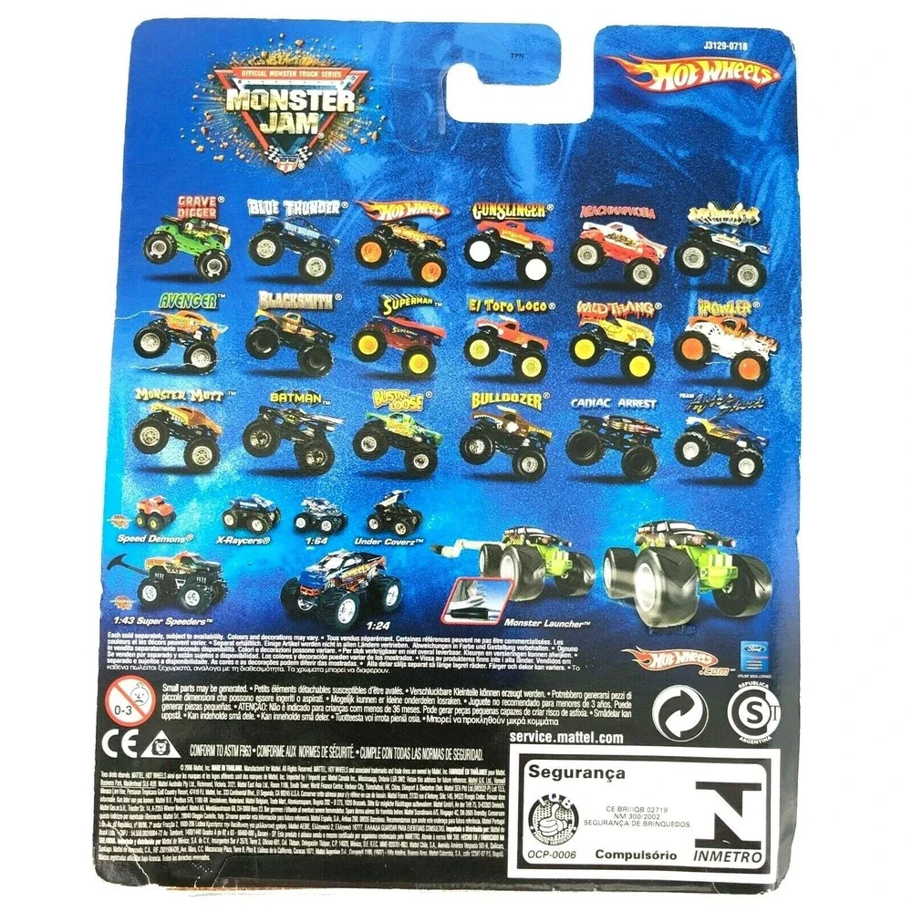 Hot Wheels Monster Jam Monster Truck Blue Flames Gold Hubs Diecast 1/64 Scale #9